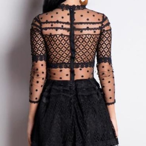 💋💋💋BLACK MID CALF SHEER 🔥🔥DRESS💋💋💋 - Picture 4 of 5